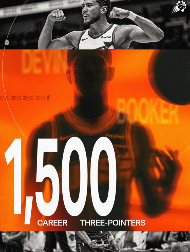 开云体育下载-🎯里程碑！布克常规赛生涯三分命中数突破1500大关